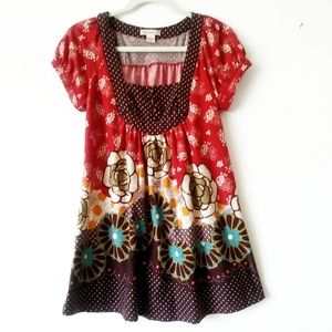 Forever floral short sleeve blouse
